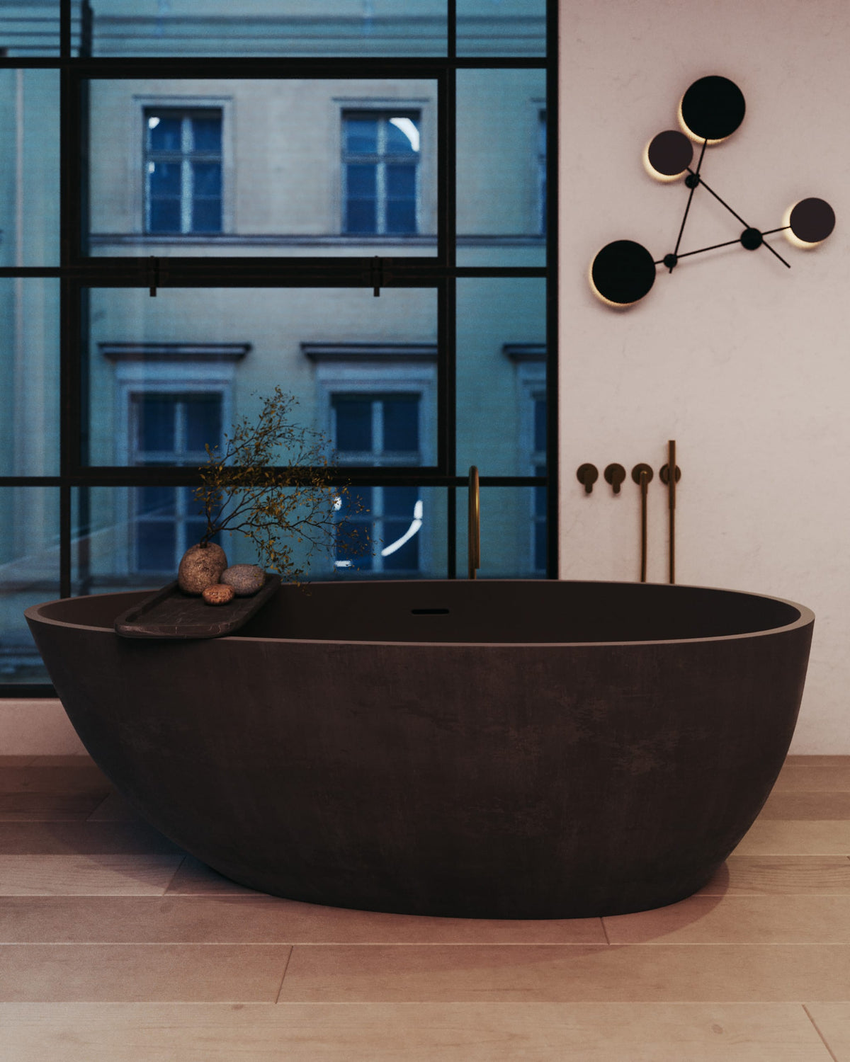 Freestanding Egg-Shaped Bathtub, 62.8-Inch, 66.8-Gallon