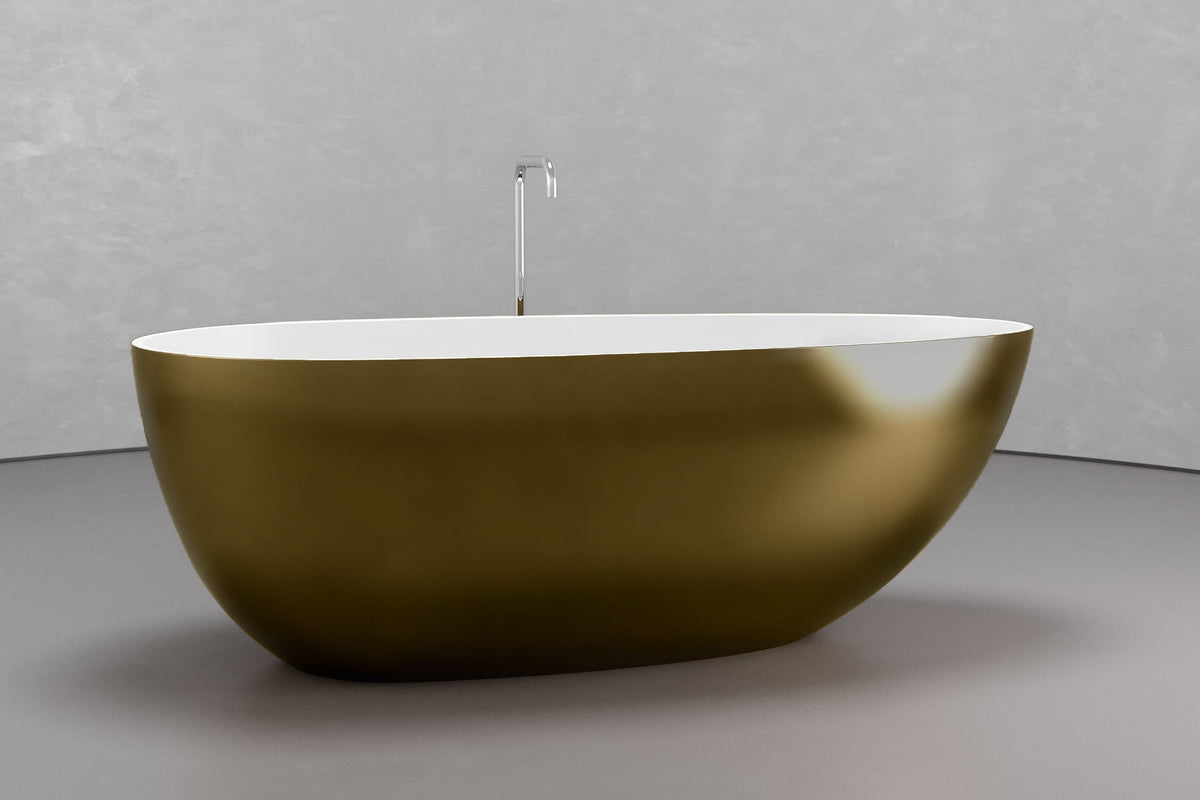 Freestanding Egg Shape Bathtub, 62.8-Inch Ovoid Tub