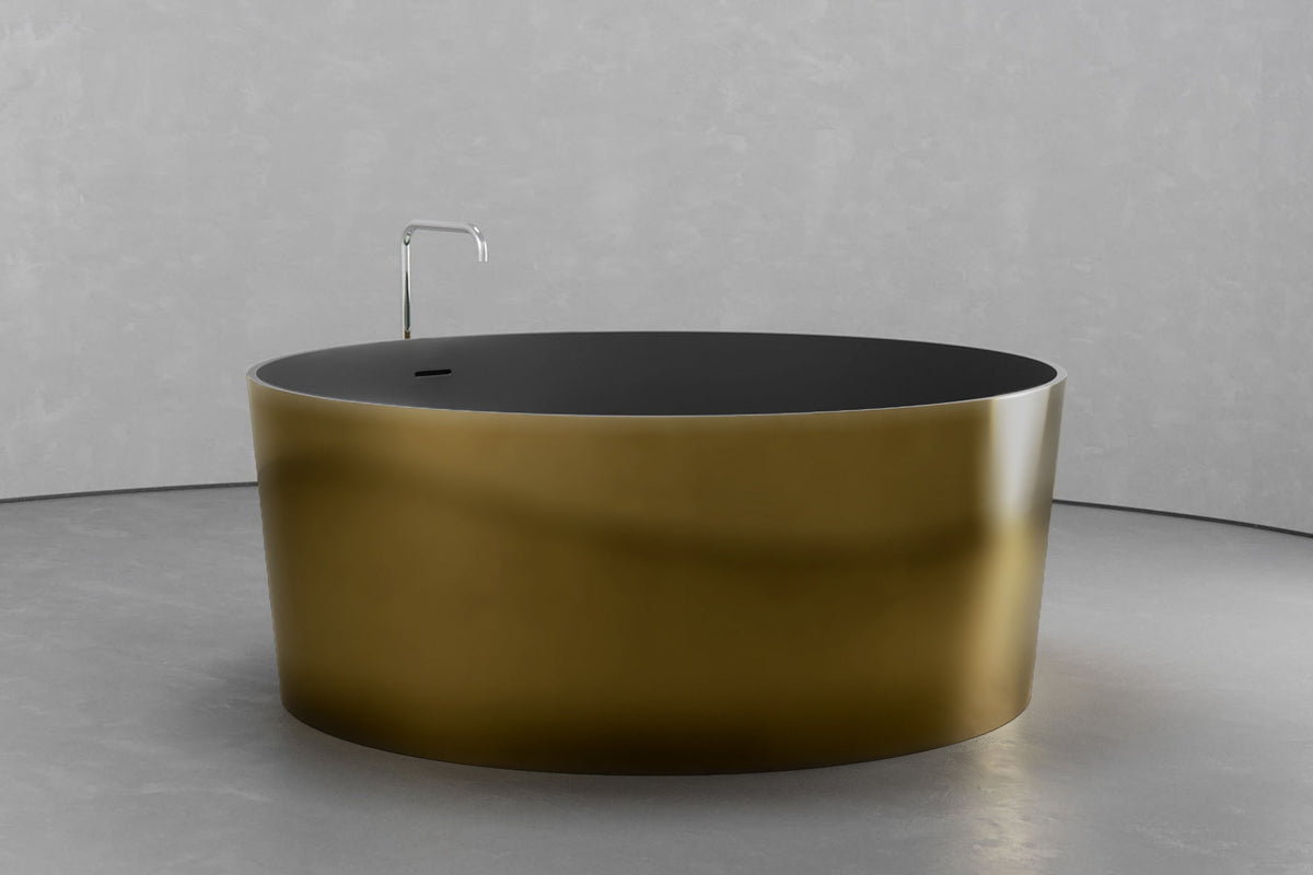 Freestanding Round Soaking Tub, 58.9-Inch, 161.9-Gallon