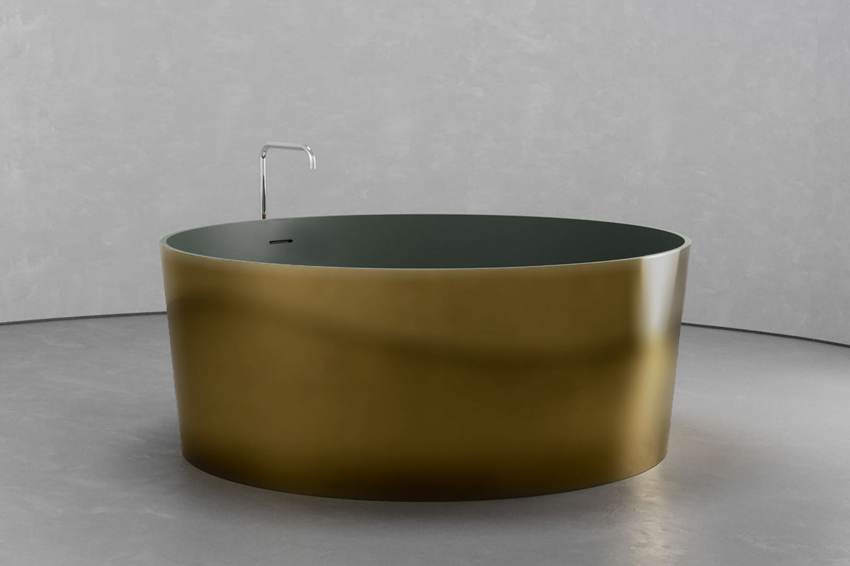 Freestanding Round Soaking Tub, 58.9-Inch, 161.9-Gallon