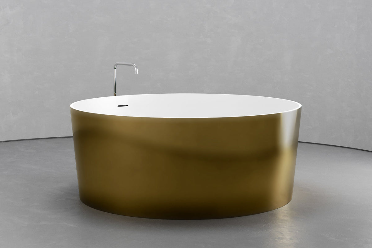 Freestanding Round Soaking Tub, 58.9-Inch, 161.9-Gallon