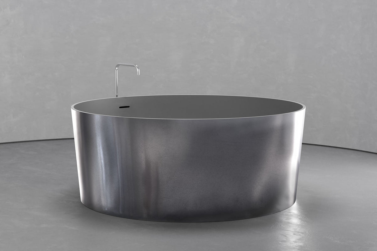 Freestanding Round Soaking Tub, 58.9-Inch, 161.9-Gallon