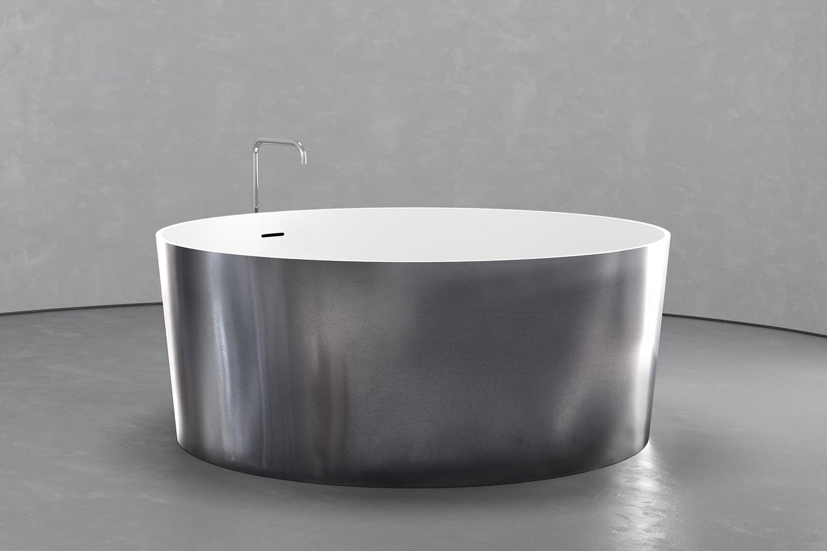 Freestanding Round Soaking Tub, 58.9-Inch, 161.9-Gallon
