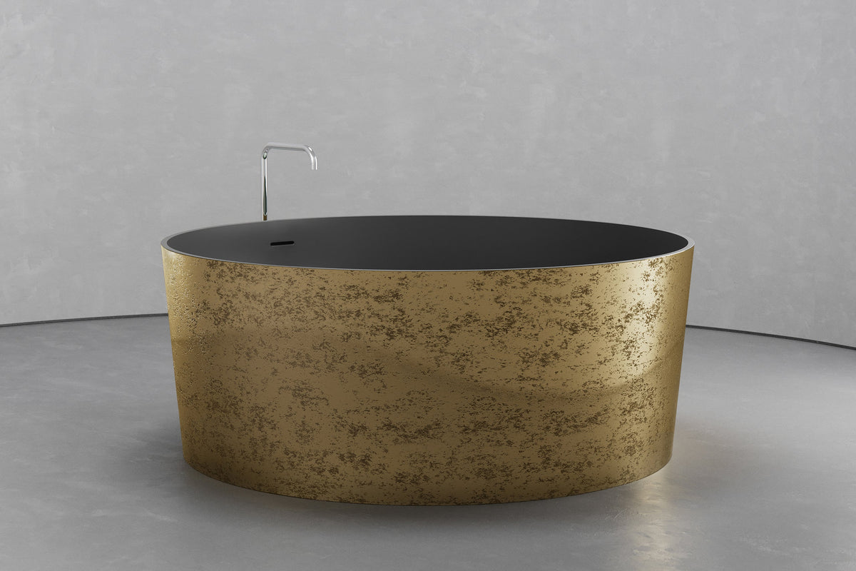 Freestanding Round Soaking Tub, 58.9-Inch, 161.9-Gallon