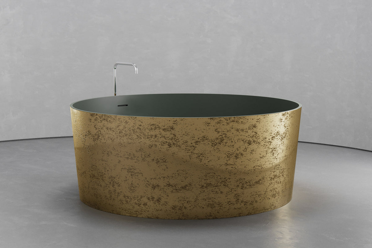 Freestanding Round Soaking Tub, 58.9-Inch, 161.9-Gallon