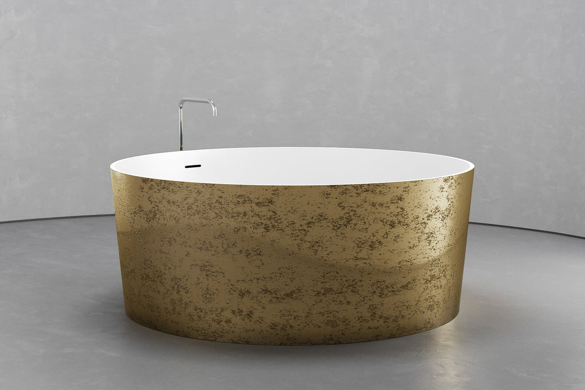 Freestanding Round Soaking Tub, 58.9-Inch, 161.9-Gallon