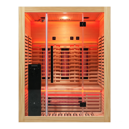 3-Person Full Spectrum Infrared Sauna with Red Light Therapy
