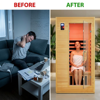 2024 Upgrade 1 to 2 Person Infrared Sauna, Low EMF Infrared Sauna for Home, Indoor Sauna Room, Hemlock Wooden Far Infrared Sauna, Dry Sauna with Bluetooth Speakers, LED Reading and Chromotherapy Lamp — Before & After