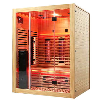 3-Person Full Spectrum Infrared Sauna with Red Light Therapy
