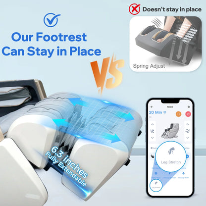 4D Full Body Massage Chair Zero Gravity Shiatsu Recliner,Sl Track Massage Chair with Heating,Leg Auto Extension,Bluetooth,Ai Voice and APP Controller,White