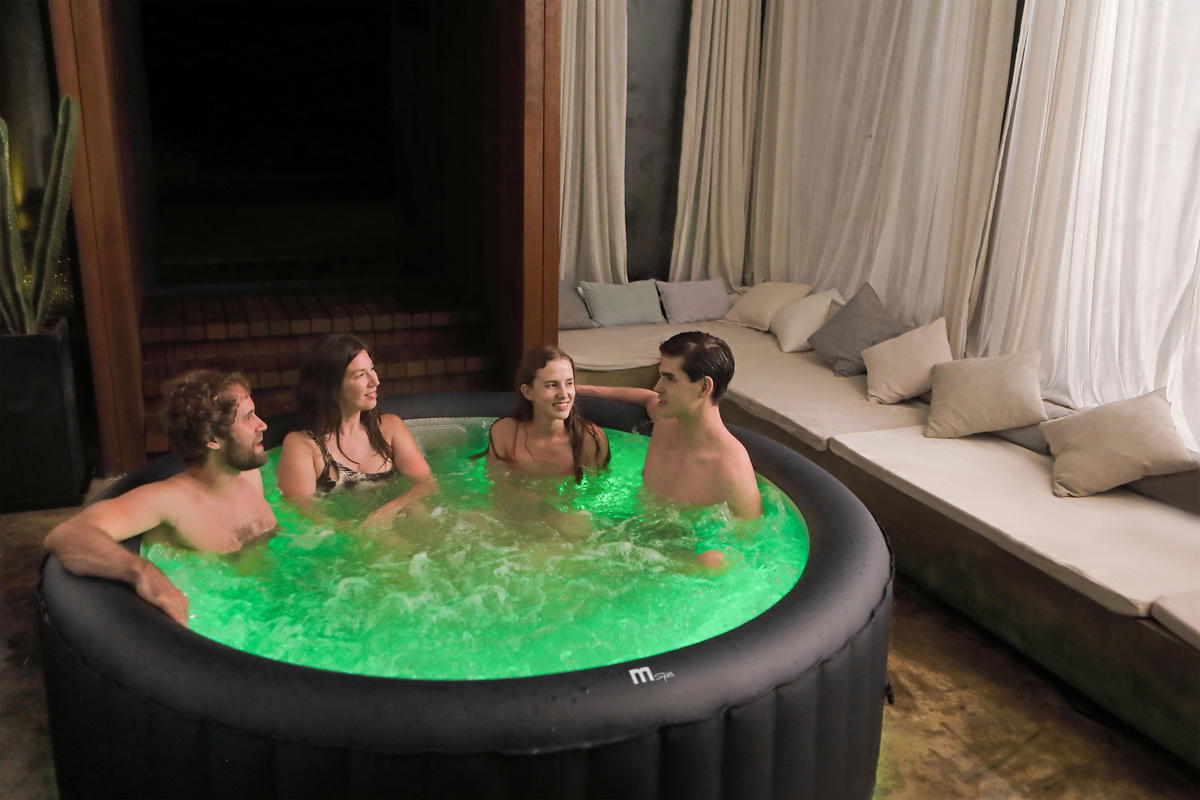 6-Person Inflatable Hot Tub with LED Lighting and 138 Air Jets