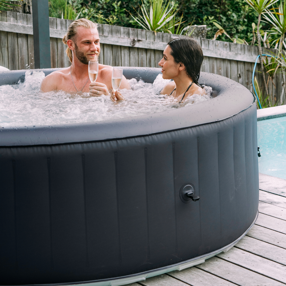 6-Person Inflatable Hot Tub with LED Lighting and 138 Air Jets