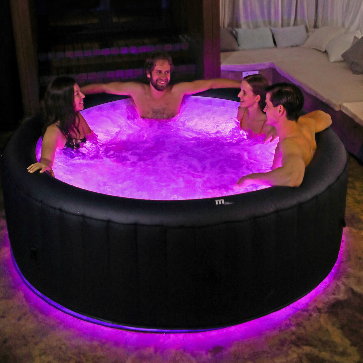 6-Person Inflatable Hot Tub with LED Lighting and 138 Air Jets