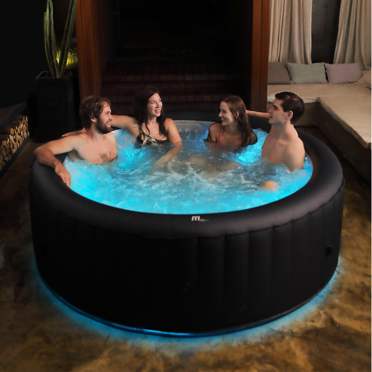 6-Person Inflatable Hot Tub with LED Lighting and 138 Air Jets