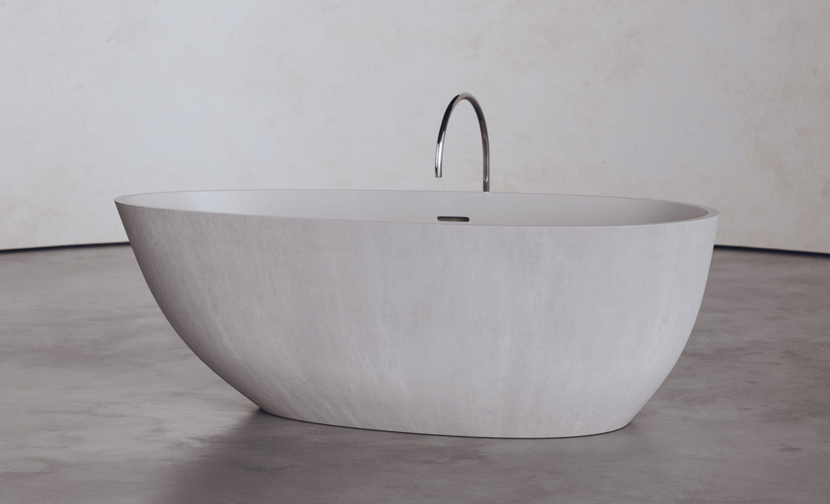 Freestanding Egg-Shaped Bathtub, 62.8-Inch, 66.8-Gallon
