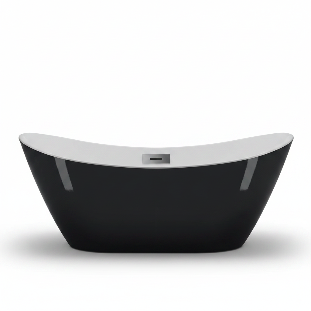 59"/67" Freestanding Bathtub,Acrylic Streamline Stand Alone Soaking Bath Tubs