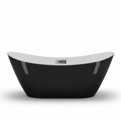 59"/67" Freestanding Bathtub,Acrylic Streamline Stand Alone Soaking Bath Tubs