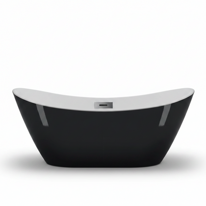 59"/67" Freestanding Bathtub,Acrylic Streamline Stand Alone Soaking Bath Tubs