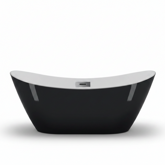 59"/67" Freestanding Bathtub,Acrylic Streamline Stand Alone Soaking Bath Tubs