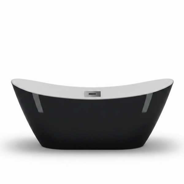 59"/67" Freestanding Bathtub,Acrylic Streamline Stand Alone Soaking Bath Tubs