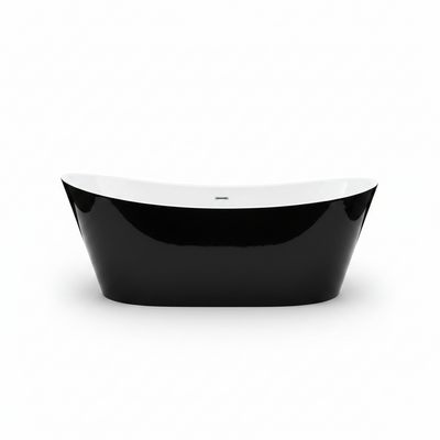 67 Inch Freestanding Bathtub, Soaking Tub, Acrylic, Deep Upright Bathtub with Built-In Drain and Overflow, Contemporary Free Standing, Black Elegant Finish