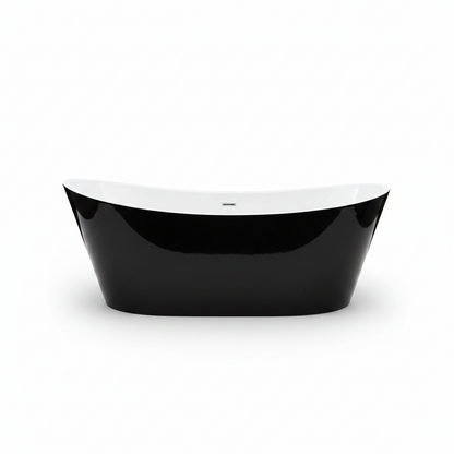 67 Inch Freestanding Bathtub, Soaking Tub, Acrylic, Deep Upright Bathtub with Built-In Drain and Overflow, Contemporary Free Standing, Black Elegant Finish