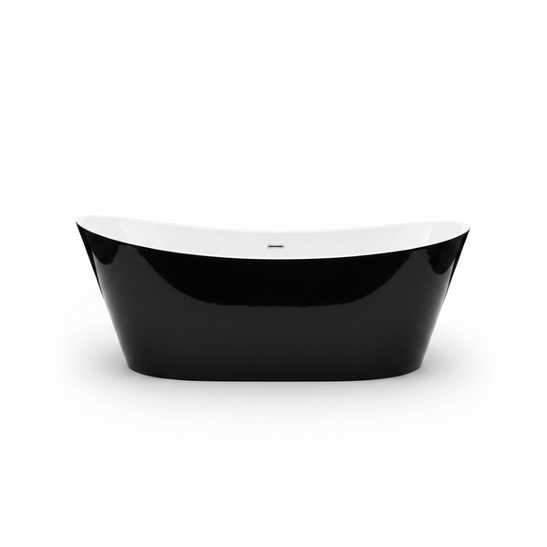 67 Inch Freestanding Bathtub, Soaking Tub, Acrylic, Deep Upright Bathtub with Built-In Drain and Overflow, Contemporary Free Standing, Black Elegant Finish